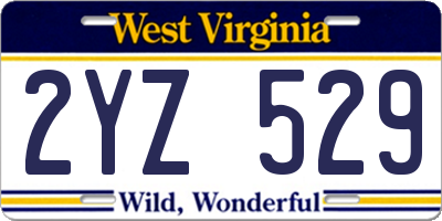 WV license plate 2YZ529