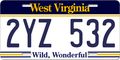 WV license plate 2YZ532