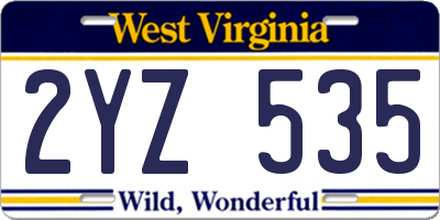 WV license plate 2YZ535