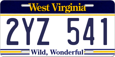 WV license plate 2YZ541