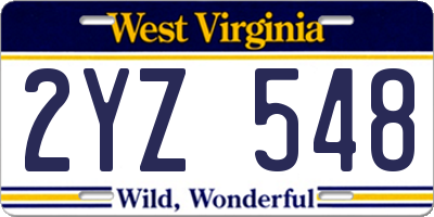 WV license plate 2YZ548