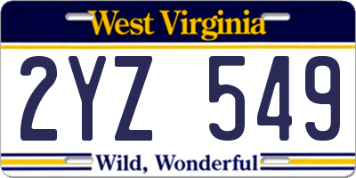WV license plate 2YZ549