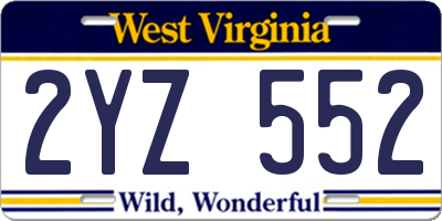 WV license plate 2YZ552