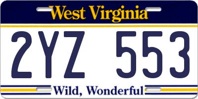 WV license plate 2YZ553