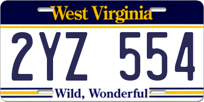 WV license plate 2YZ554