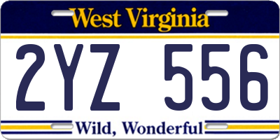 WV license plate 2YZ556