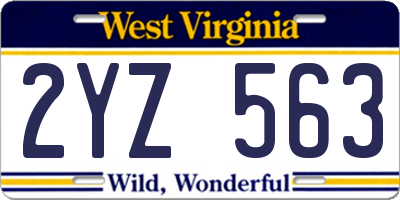 WV license plate 2YZ563