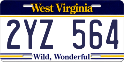 WV license plate 2YZ564