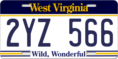 WV license plate 2YZ566