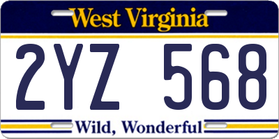 WV license plate 2YZ568