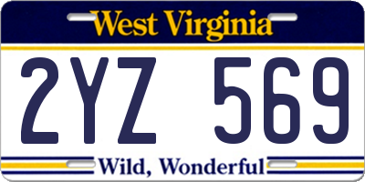 WV license plate 2YZ569
