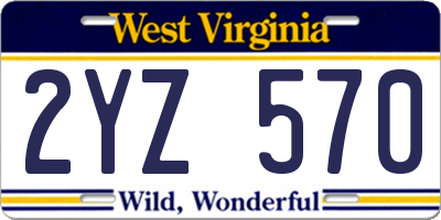 WV license plate 2YZ570