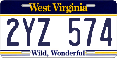 WV license plate 2YZ574