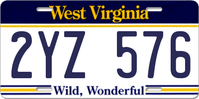 WV license plate 2YZ576