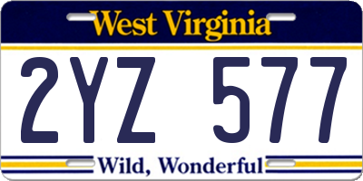 WV license plate 2YZ577