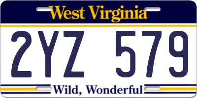 WV license plate 2YZ579