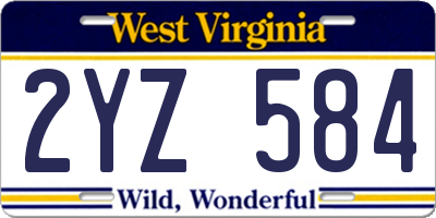 WV license plate 2YZ584