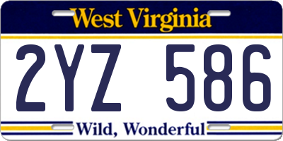 WV license plate 2YZ586