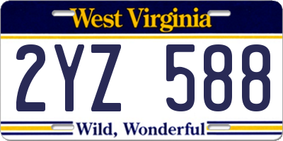 WV license plate 2YZ588