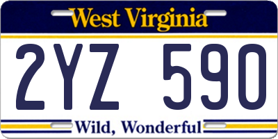 WV license plate 2YZ590