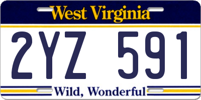 WV license plate 2YZ591