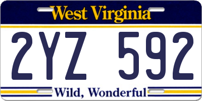 WV license plate 2YZ592