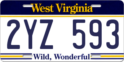 WV license plate 2YZ593