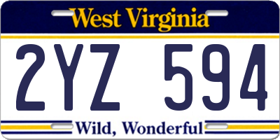 WV license plate 2YZ594