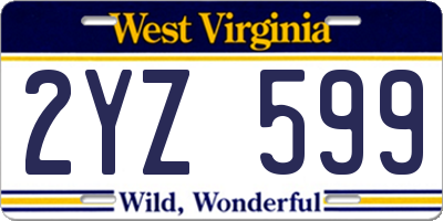 WV license plate 2YZ599