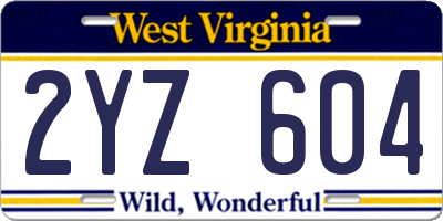 WV license plate 2YZ604