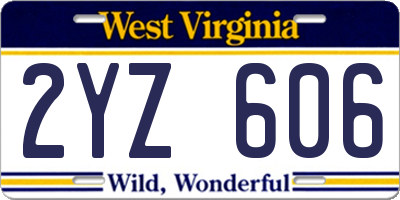 WV license plate 2YZ606