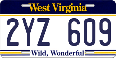 WV license plate 2YZ609