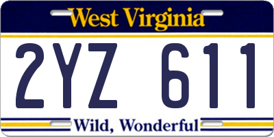 WV license plate 2YZ611