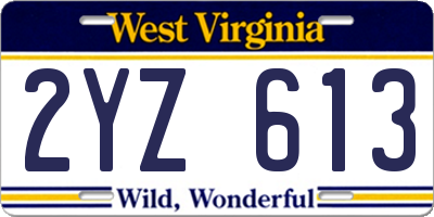 WV license plate 2YZ613