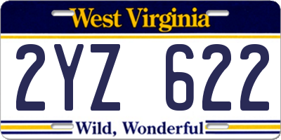 WV license plate 2YZ622