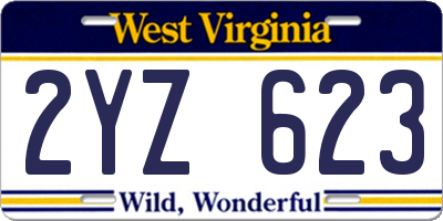 WV license plate 2YZ623