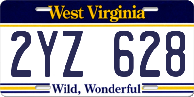 WV license plate 2YZ628