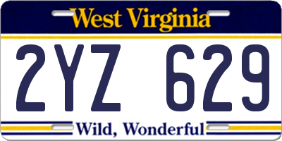 WV license plate 2YZ629
