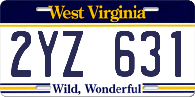 WV license plate 2YZ631