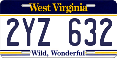 WV license plate 2YZ632