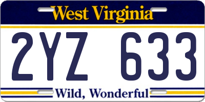 WV license plate 2YZ633