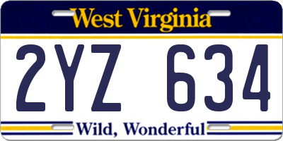 WV license plate 2YZ634