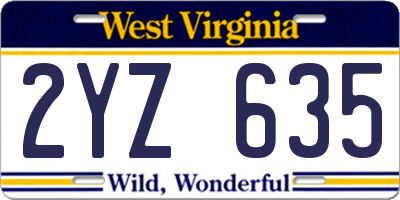 WV license plate 2YZ635