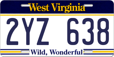 WV license plate 2YZ638