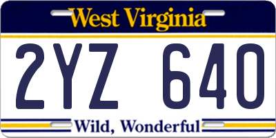 WV license plate 2YZ640