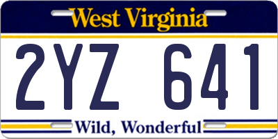 WV license plate 2YZ641