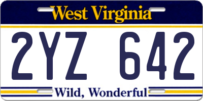 WV license plate 2YZ642