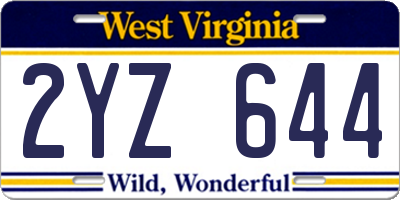 WV license plate 2YZ644