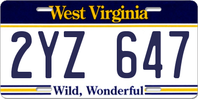 WV license plate 2YZ647
