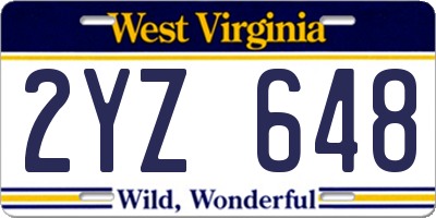 WV license plate 2YZ648